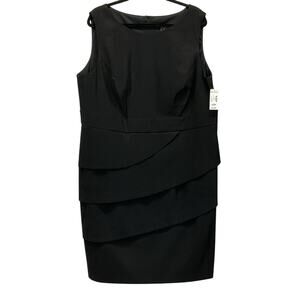 Dressbarn Collection Sheath Dress Plus Size 20W Black Sleeveless Tiered Cruise